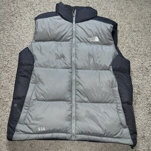The North Face Vest Mens M Gray and Black 550 Goose Down Puffer Insulated